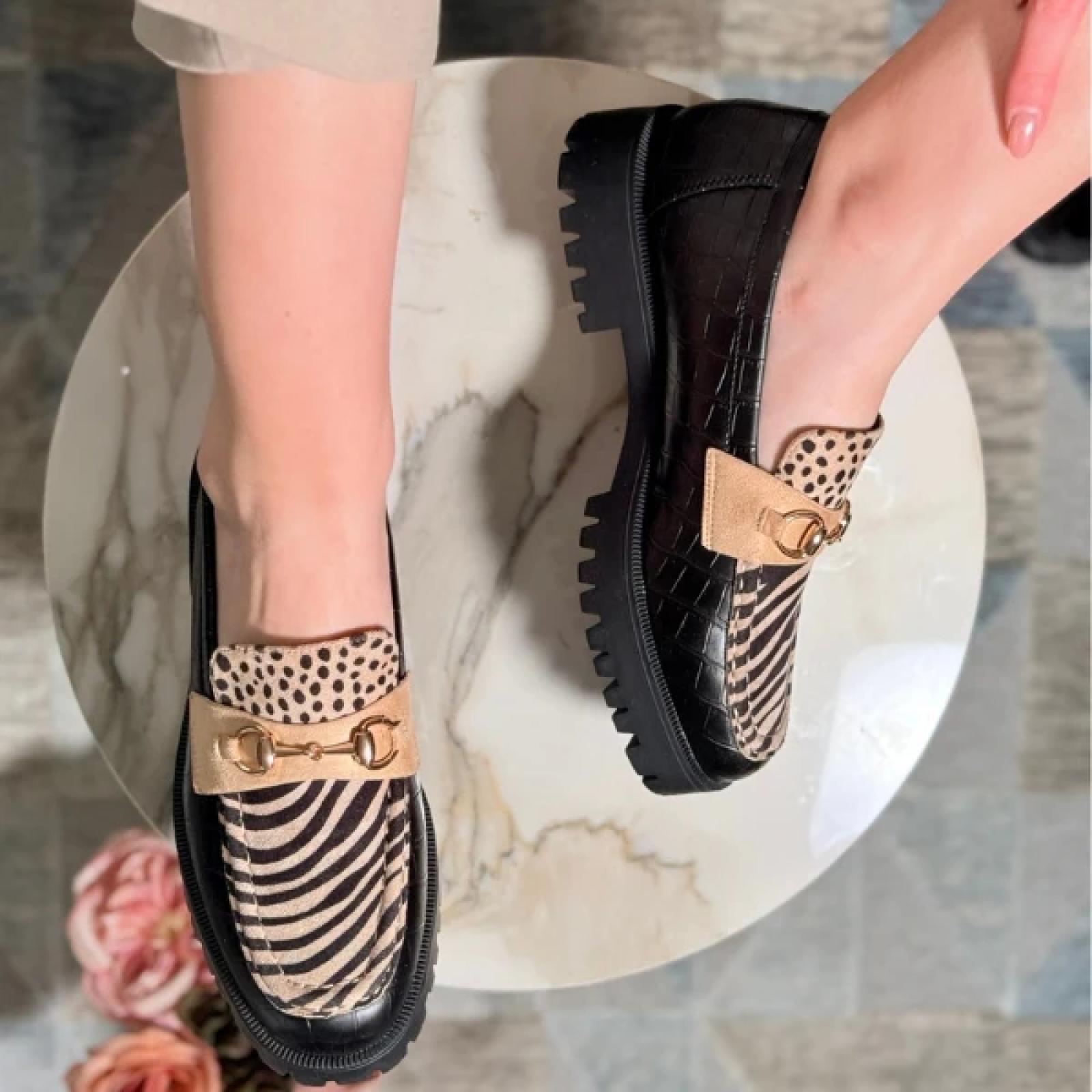 Ženske mokasine L282503-ZEBRA